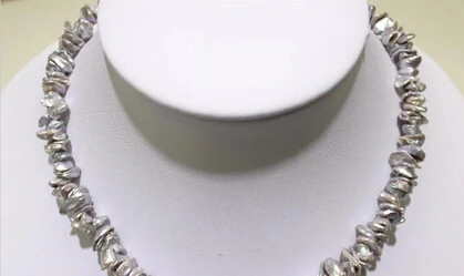 809 серое Красивое Жемчужное Ожерелье Кеши реборн 9x12mm17. 5 дюймов