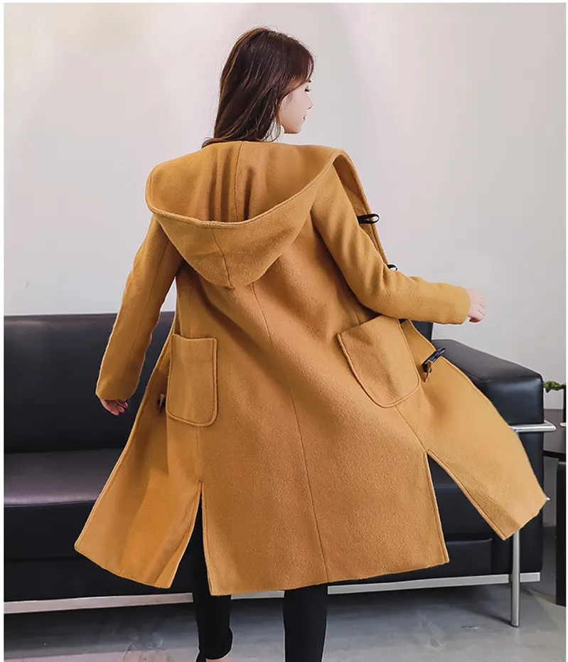 DHfinery Женское шерстяное пальто для груди 102-134 см зимнее элегантное двубортное длинное винтажное шерстяное пальто размера плюс XL-5XL B806
