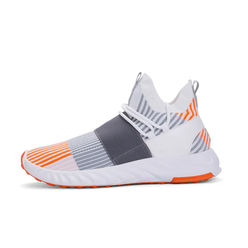 Белый Мужская обувь для бега из сетчатого материала; брендовая мужская обувь; высококачественные мужские носки; обувь на плоской подошве; уличная спортивная обувь для фитнеса; Zapatos De Hombre - Цвет: Белый