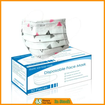 

50PC Children Safety Air Fog Disposable Mascarillas Print Anti-stof Veilig Ademend masques Industrial 3Ply Gezicht hypoallergeen