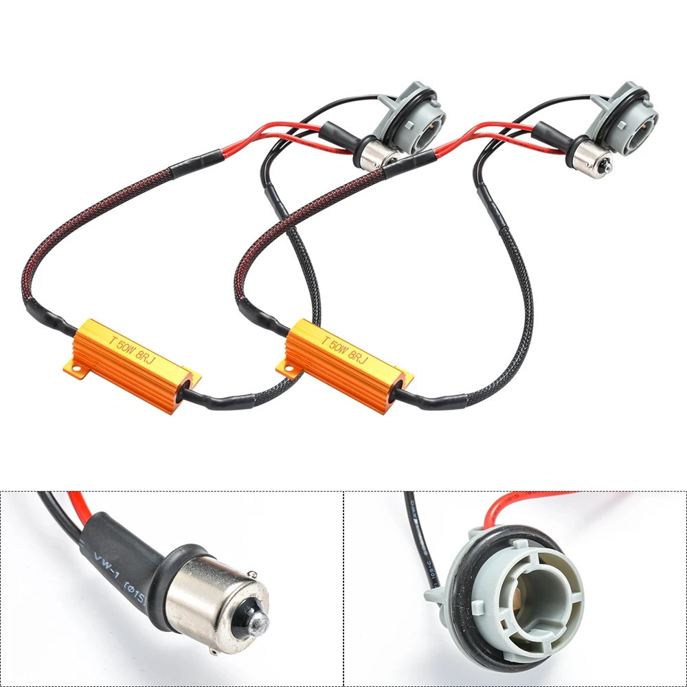 

Led Bulbs Resistors 50W 8 Ohm Led Load Resistors Fix Headlight Fog Lamp Fast Hyper Flash Turn Signal Blink Light Canbus Decoder
