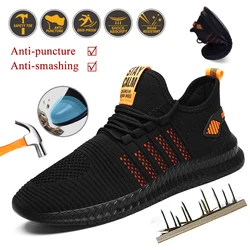 Chaussures de sécurité de travail respirantes pour hommes, baskets de protection à coussin d'air, Anti perforation, bout en acier, été 