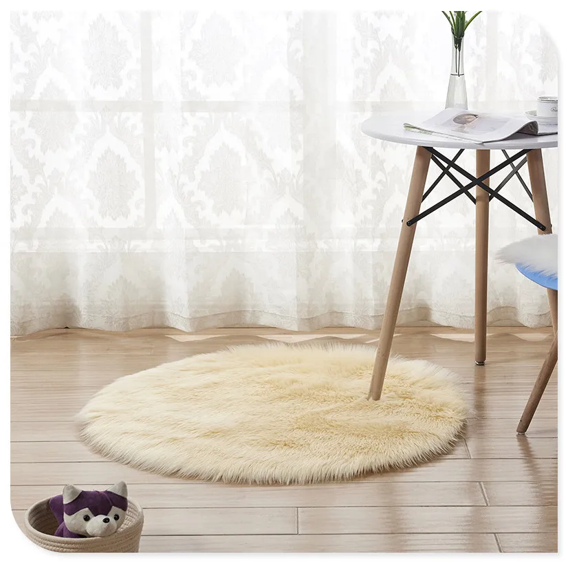 Пушистый скандинавский круглый ковер ковры для современной гостиной мех мохнатый сплошной цвет INS стиль подвесная корзина ковер для девочек