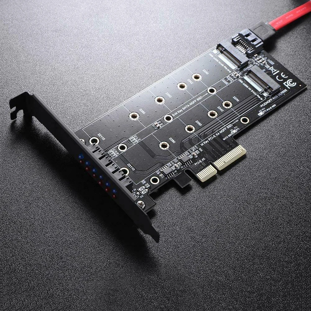 NVME NGFF к PCIE X4 M.2 SSD платы B-key компьютерный адаптер карта м двойной интерфейс Аксессуары Компоненты черный