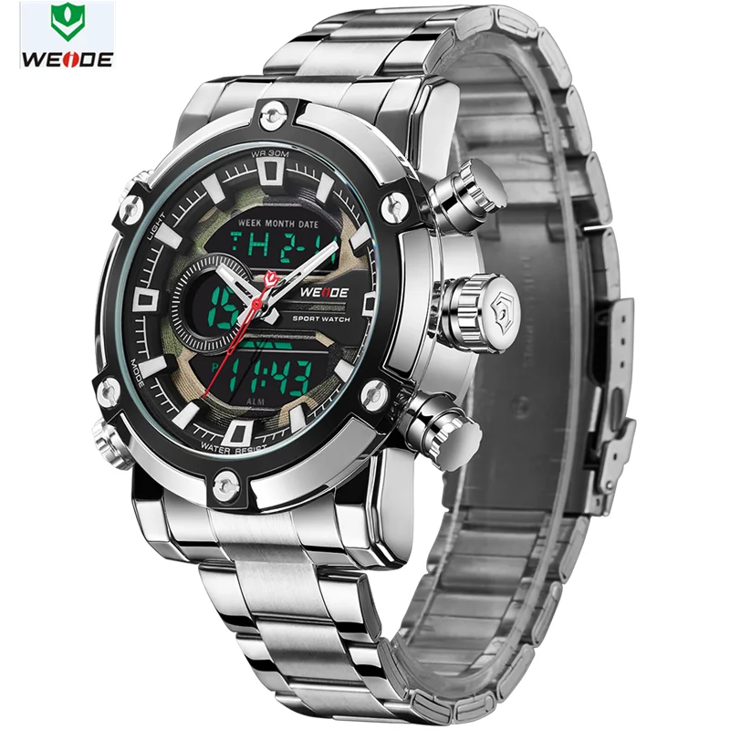 WEIDE часы европейские роскошные мужские спортивные Бизнес Кварцевые move Мужские t аналоговые lcd Цифровые Автоматические часы с датой и будильником мужские часы