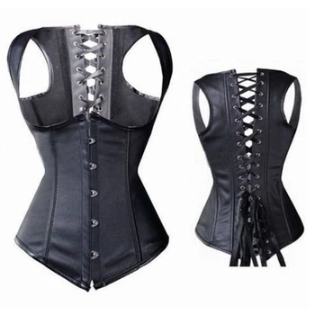 

Waist Trainer Women Black Underbust STEEL Boned Lace Up Corsets and Bustiers Slim Steampunk Corset Top Cincher Plus Size S-6XL