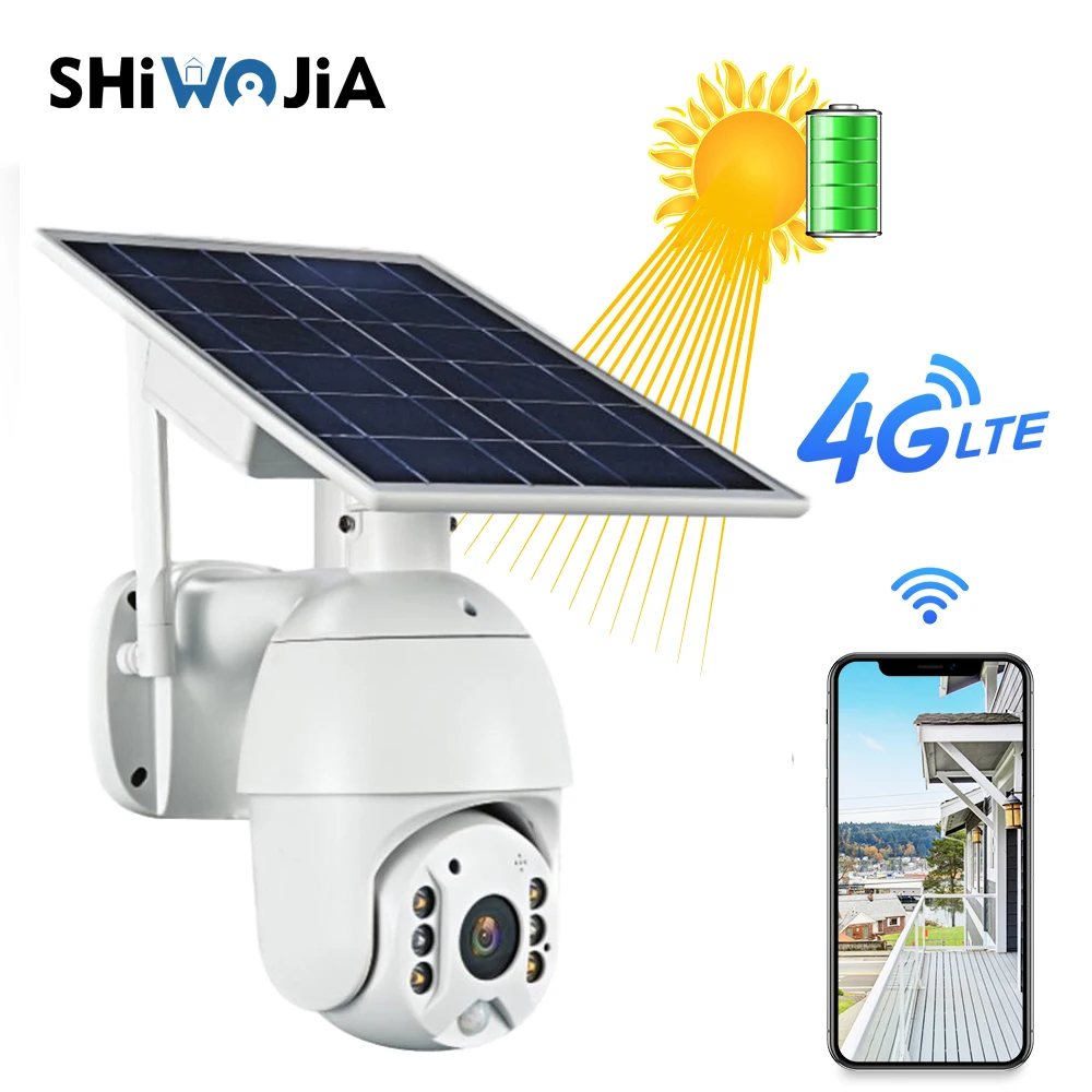 Камера на солнечной батарее SHIWOJIA 4G Wi-Fi 1080p HD IP наружный мониторинг