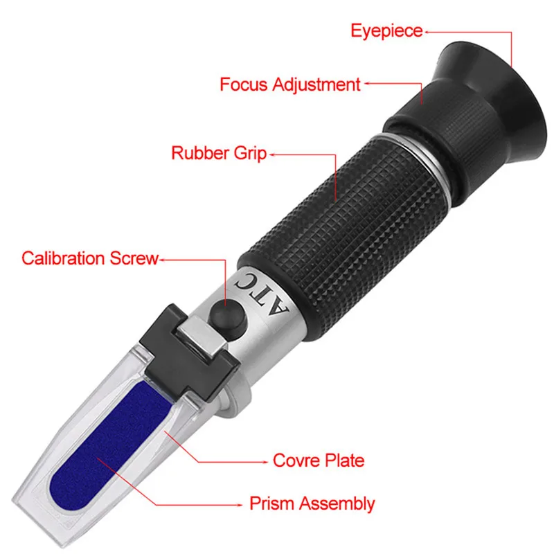 Refractometer Sugar Concentration Meter Densimeter 0-32% Brix Saccharimeter 58~90% Brix 38~43 Be Baume Honey Wine Refractometer