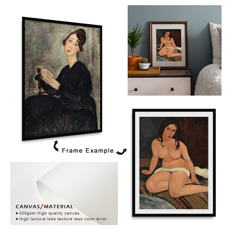 Художественная зона Modigliani настенная живопись Европейский стиль обнаженная женская картина маслом домашний арт настенный Холст Плакат Картина декор живопись
