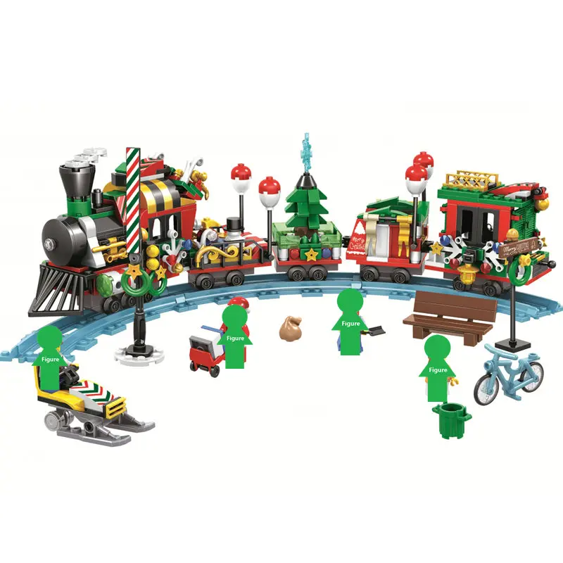 

2019 Christmas Santa Claus Train Building Blocks Sets Bricks Classic City Model Kids Toy Gift Compatible Friends