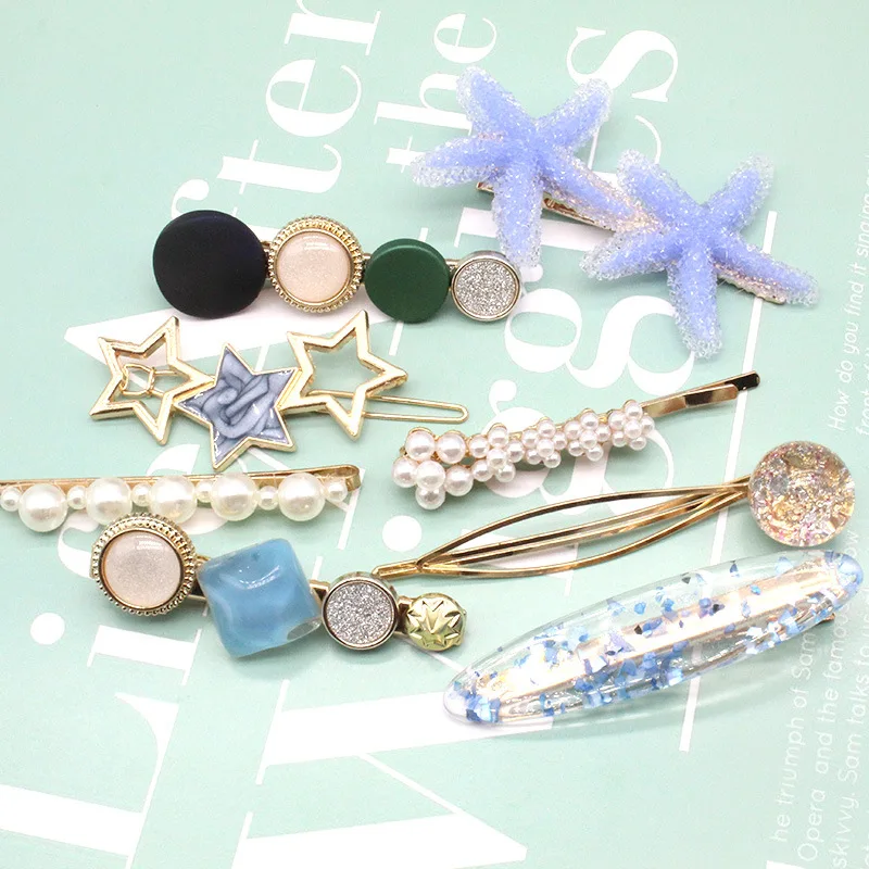 Набор заколок для волос FACEINS с морскими звездами женщин жемчужные заколки