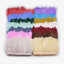 Многоцветные ленты с гусиным пером, 10 ярдов, окрашенные ленты с гусиным пером/13-18 см, бахрома с гусиным пером, платье, юбка, украшение, 35 цветов