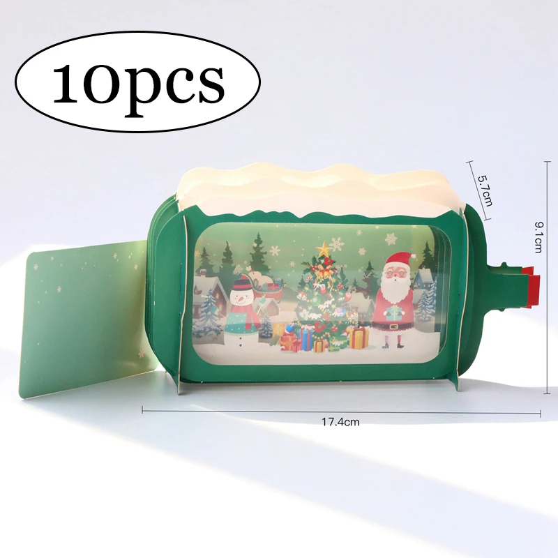 G9046G 10pcs Merry Christma cards 10 шт. 3D лазерная бумага любовь всплывающие карты с пустой конверт приглашения поздравление ручной работы приглашения - Цвет: G9046G 10pcs