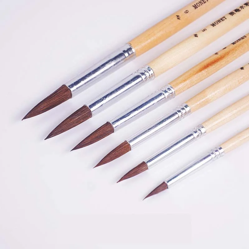 Alta calidad comadreja pelo mango de madera juego de pinceles de pintura de acuarela pinceles para pintar para pintura al óleo acrílica arte suministros