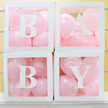 

Balloon Packing Box Cube Transparent Boxes Letter Transparent Boxes Party Decoration Creative 4pcs LOVE Wedding Room DIY