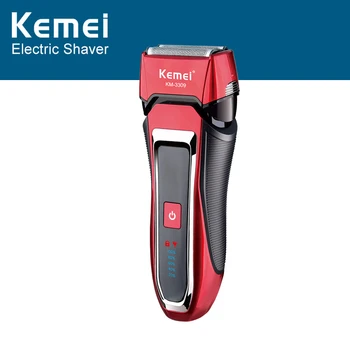 

Kemei Electric Rechargeable Beard Shaver Razor For Men 3 Blade Head With LCD Screen Washable Hair Trimmer Shaving Machine