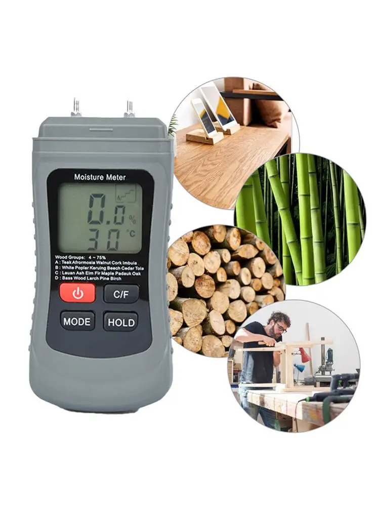 

Moisture Tester Automatic Shutdown LCD Display High-resistant Hygrometer Humidity Tester Wall Hygrometer Timber Damp Detector