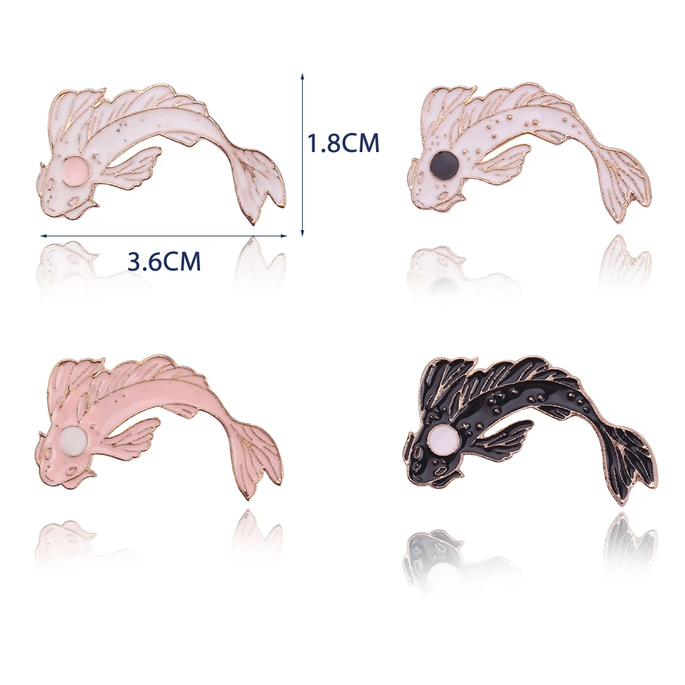 Инь Ян кои булавки японская кои рыба Золотая рыбка значки на лацкан с Твердой эмалью значки Броши заколки с животными пришивка подарок женские ювелирные изделия