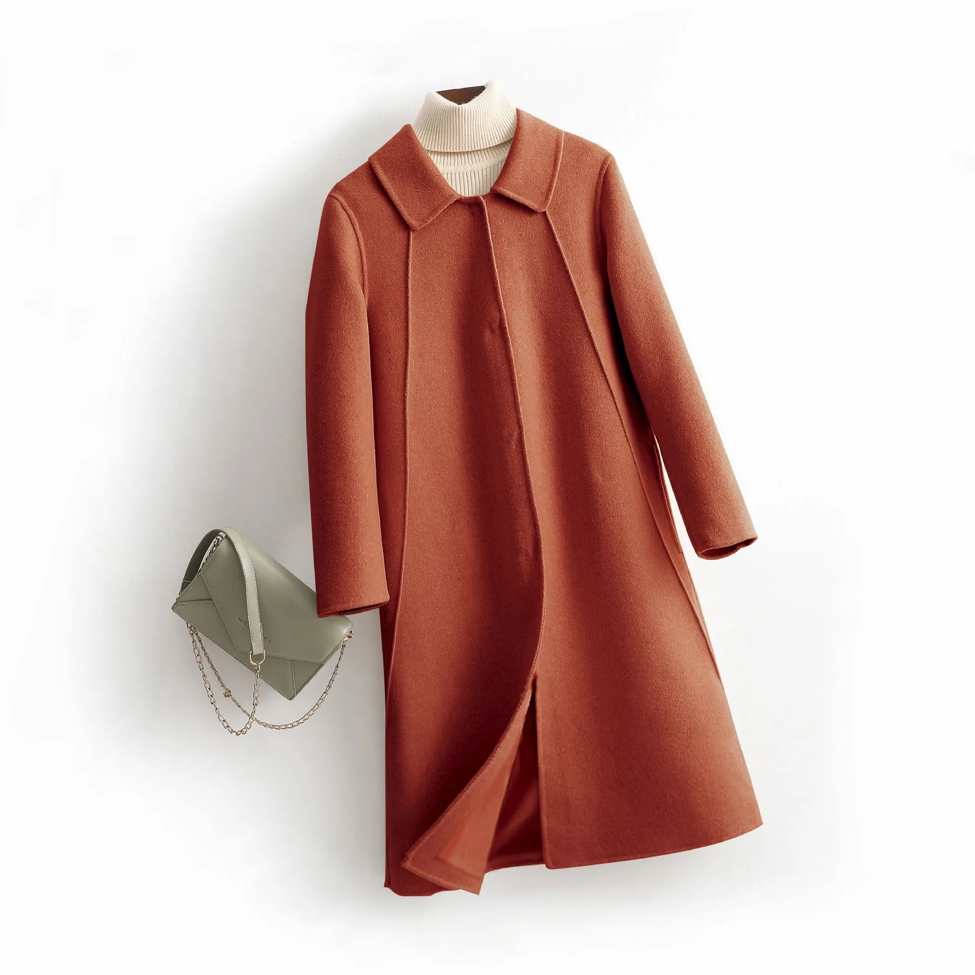 caramel colour Прямые продажи с фабрики пальто женские осенние и зимние новые шерстяные выше колена женские длинные секции - Цвет: caramel colour
