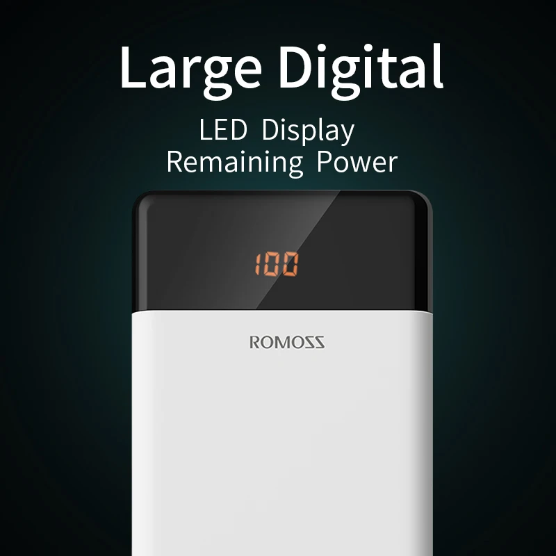 20000 мАч ROMOSS LT20 внешний аккумулятор с двумя usb-портами внешний аккумулятор с светодиодный дисплеем быстрое портативное зарядное устройство для телефонов Xiaomi
