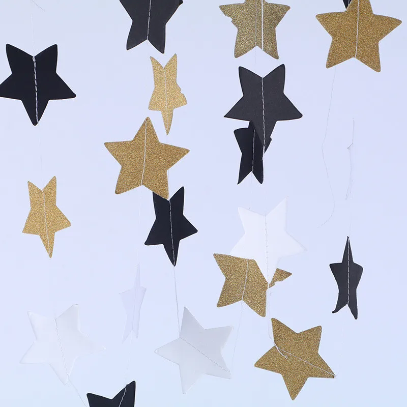 

Fashion Wall Hanging Paper Star Garlands 2m Long Birthday String Chain Wedding Party Banner Handmade Children Room Home Decor