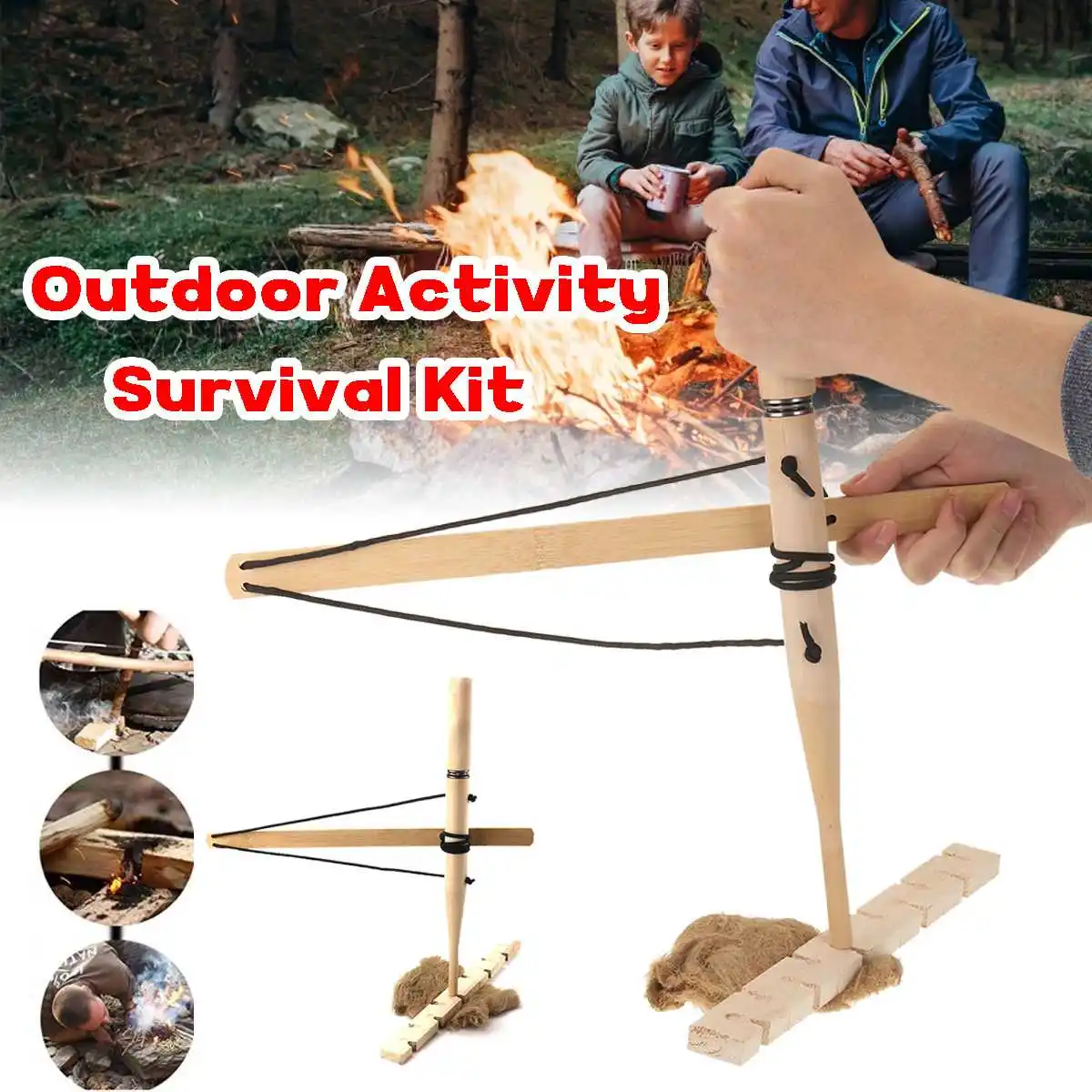 Holz machen Feuer Bohren Werkzeug Outdoor Survival Camping Wandern Feuer machen 