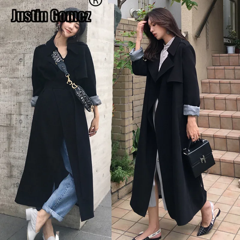 

European Design Fashion Streetwear Ladies Long Trench Coat Loose casual Stylish female Runway Cotton Windbreaker