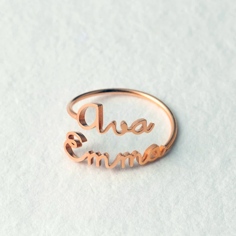 Cute Font Couple Name Rings Customized Jewelry Stainless Steel Handmade Personalized Double Wedding Bridesmaid Gifts | Украшения и