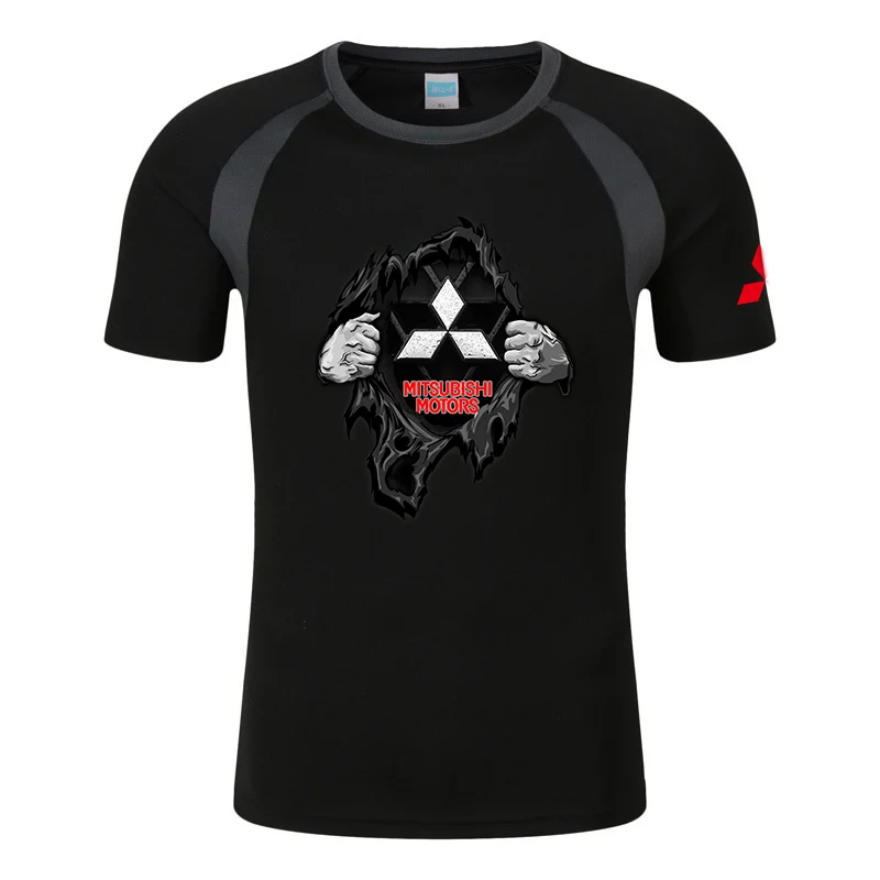Mitsubishi двигатели летние фитнес с круглым вырезом Комфортные Harajuku Slim Fit