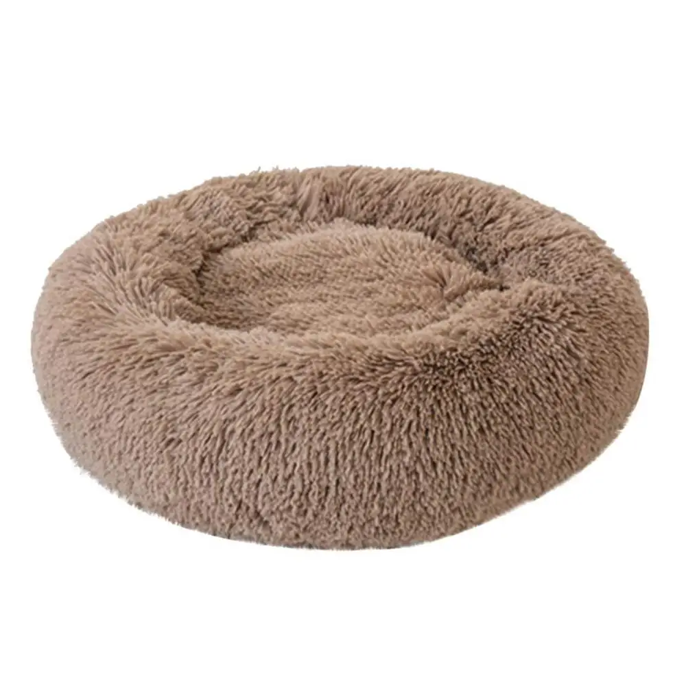 Round Plush Warming Cat Bed House Soft Long Plush Best Pet Dog Bed for Dog Cat Nest Winter Warm Sleeping Bed Portable Puppy Bed - Цвет: brown