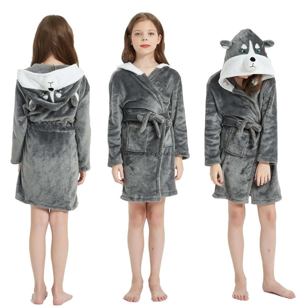 Boys Girls Unicorn Bathrobe Children Hooded Robes Kids Animal Towel Robe Baby Sleepwear Peignoir Child dressing gown