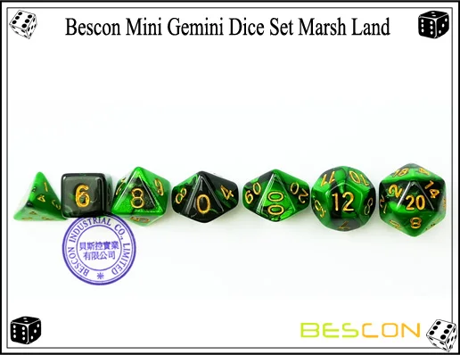 Bescon мини двухцветные многогранные игральные кости, набор 10 мм, маленькие кости набор D4-D20 в трубке, 6 новых разных цветов 42 шт