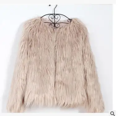 Khaki Осенние женские шубы из искусственного меха женские большие размеры 6XL пальто Высокая мода пушистый мех теплая верхняя одежда зимние куртки пальто парка - Цвет: Khaki