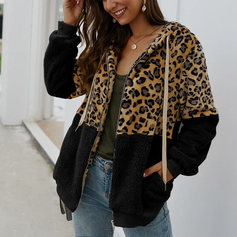 Осенняя и зимняя женская толстовка большого размера 4XL 5XL 6XL 7XL 8XL модная куртка на молнии с леопардовым принтом обхват груди 128 см