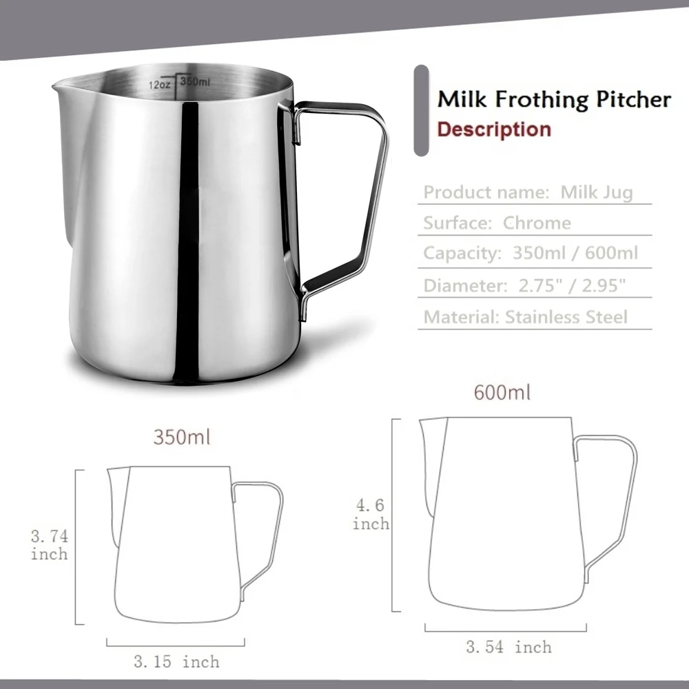 Stainless Steel Pitcher Espresso Milk Frothing Coffee Cup Barista Craft Latte Cappuccino Milk Cream Frothing Jug Pitcher XY006