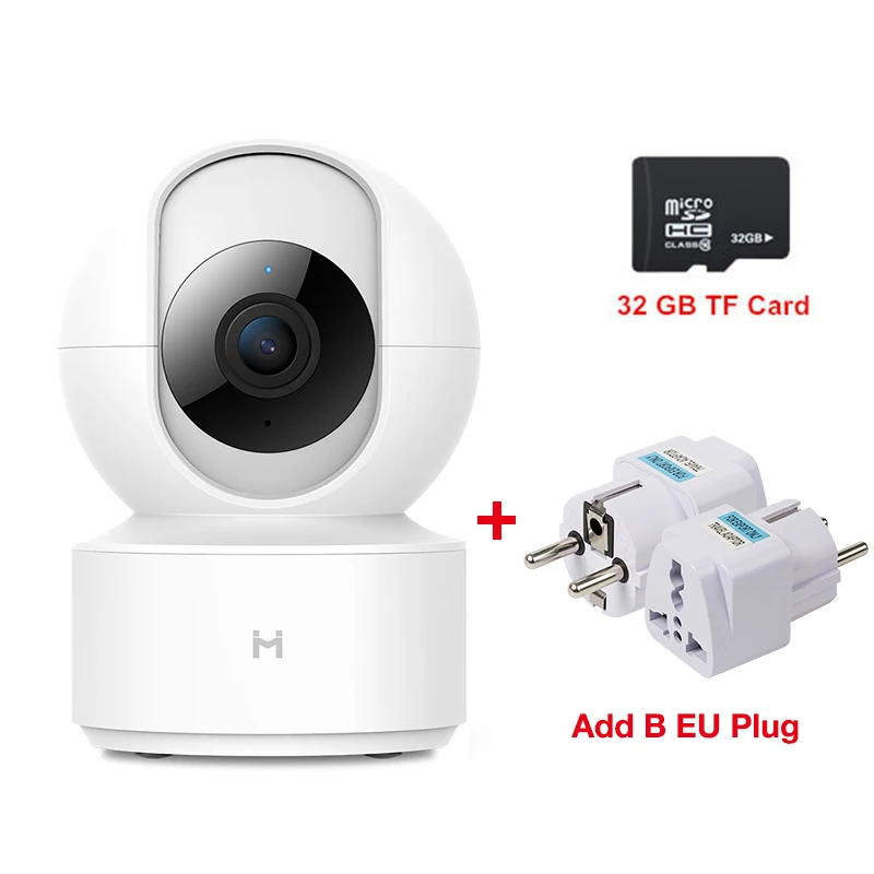 Add B EU Plug 32G Обновленная Беспроводная ip-камера Xiao mi jia Chuang mi 1080P HD с углом обзора 360, CCTV, Wi-Fi, поворотная камера ночного видения, веб-камера для умного дома mi - Цветной: Add B EU Plug 32G
