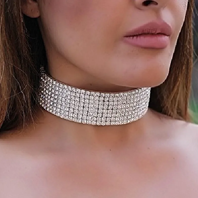 Женское блестящее ожерелье-цепочка с кристаллами | Украшения и аксессуары