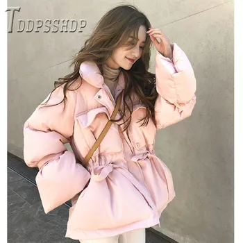 

Solid Women Parka Korean Fashion Sweet Thick Parka Cotton Padded Winter Parkas