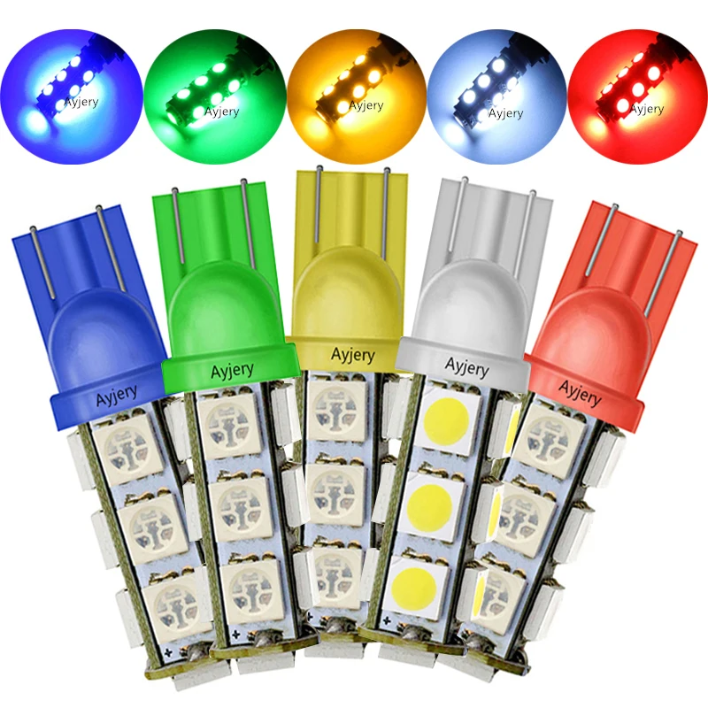 AYJERY 200 шт 12V T10 5050 13 SMD 194 168 W5W светодиодный автомобильный Светильник лампы Авто Клин
