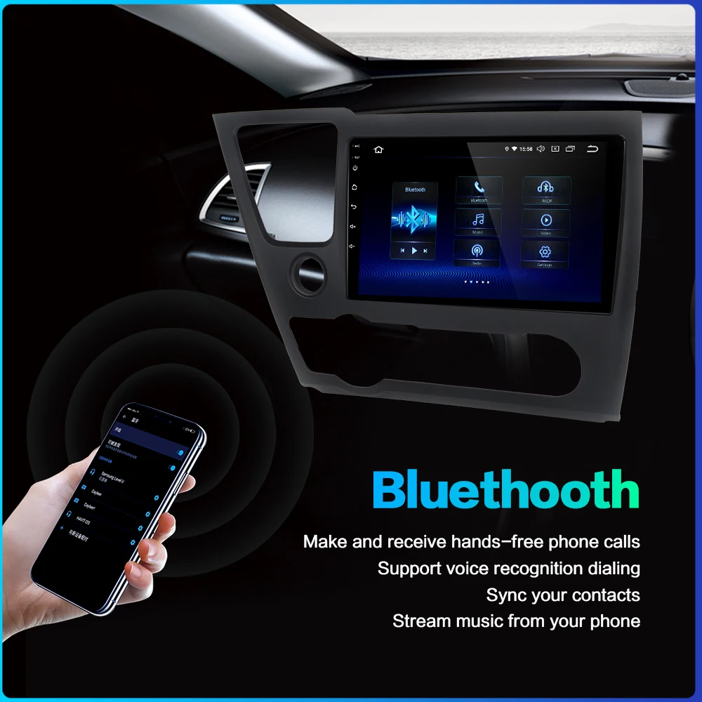 Sale for Honda Civic 2013 2014 2015 GPS Navigation Audio MAX6 PX6 US Version Vehicle Android 9.0 Unit Radio Intelligent Entertainment 3