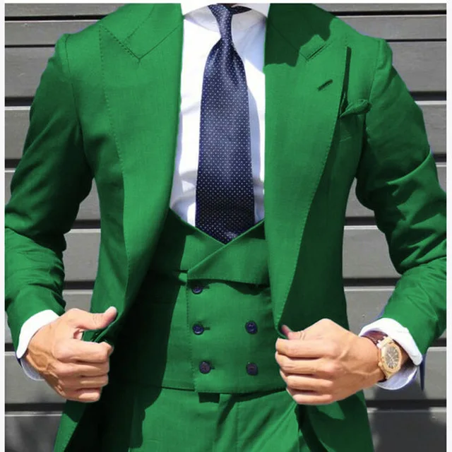 

Fashion Bridegroom Men Suits With Double Breasted Vest Costume Homme Slim Fit Tuxedo Groomman wedding dress (jacket+vest+pants)