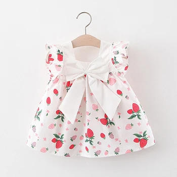 

Baby Girls Dress Summer New Children's Clothing Baby Girl Bow Polka Fashion Printing Princess Dress