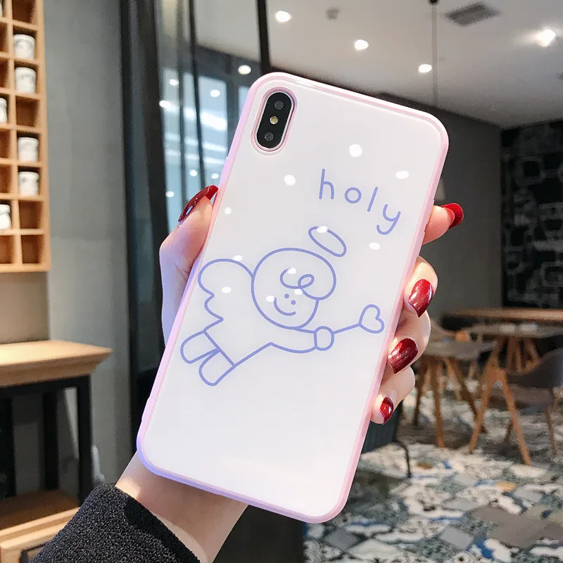 15 Для iPhone X XS MAX XR 8 8 Plus 7 7 Plus 6 6S 6S Plus закаленное стекло милый мультяшный слон чехол Блестящий Бампер Защитный ковер - Цвет: 15