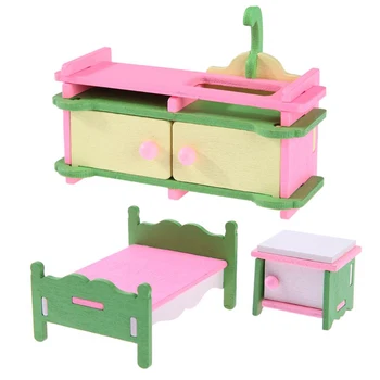 

2 Set Baby Wooden Dollhouse Furniture Dolls House Miniature Child Play Toys Gifts , Style 9 with Style 12