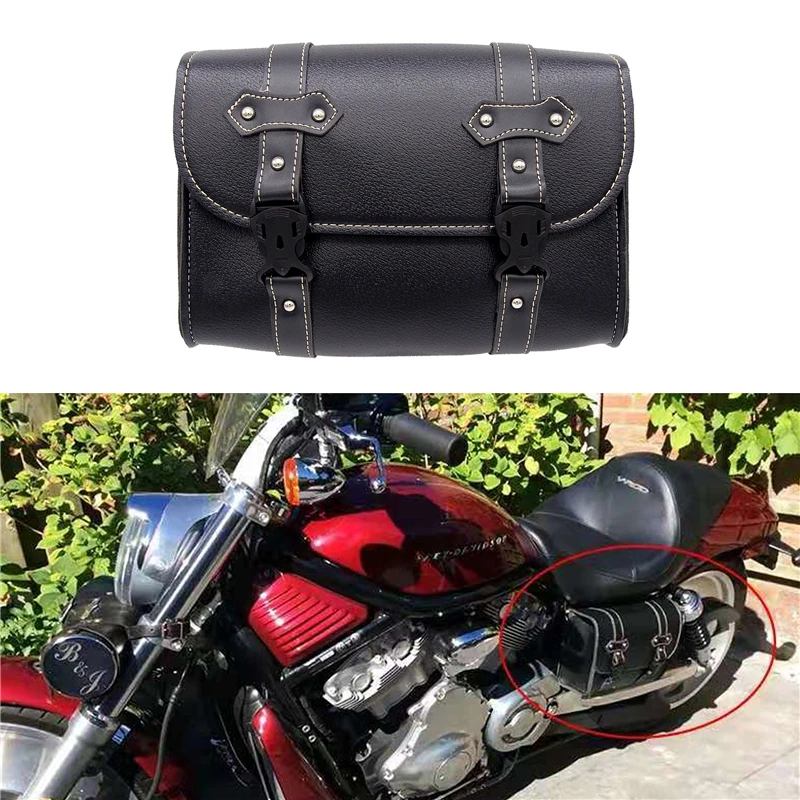 

Motorcycle PU Leather Sissy Bar Side Pouch Bags Saddle Bags Leather Storage Tool For Sportste 1200 For Honda Motor Parts