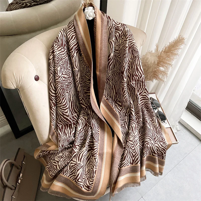 

Winter Cashmere Scarf Lady Design Warm Pashmina Blanket Carriage Scarves Women Shawl Female Decoration Thick Foulard
