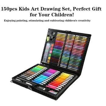 

150Pcs/Set Kids Art Drawing Painting Tool Marker Pens Wax Crayon Oil Pastel Gift Drawing Set Art Drawing Kit Kids Gift