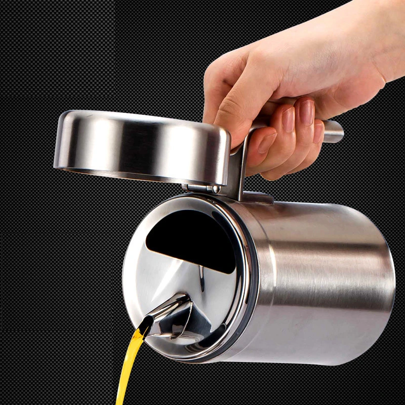 Oil Pot Stainless Steel Vinegar Bottle Jar Drip Free Can Kitchen Dispenser