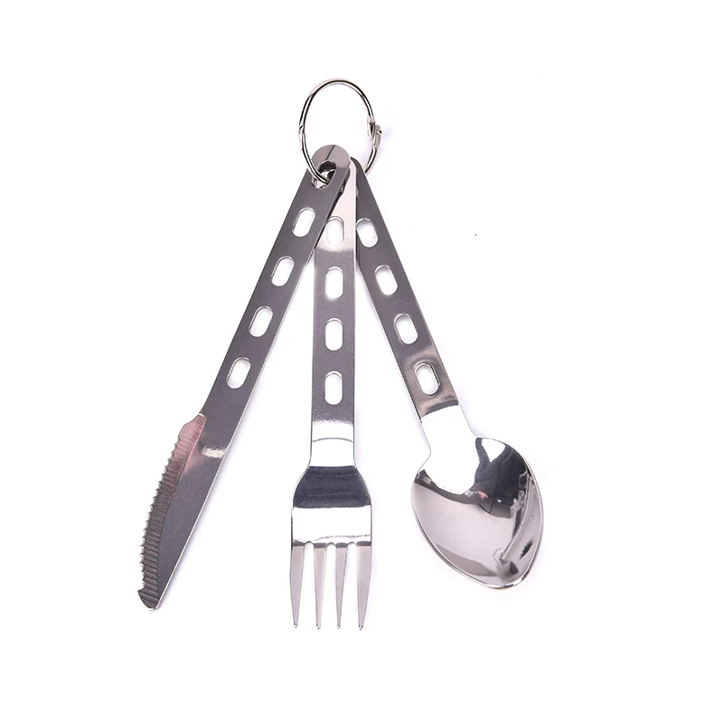 

stainless steel Spoon Fork Knife Set Camping Tableware Ultralight Travel Tourist Outdoor Cookware Gear Equipment 84g
