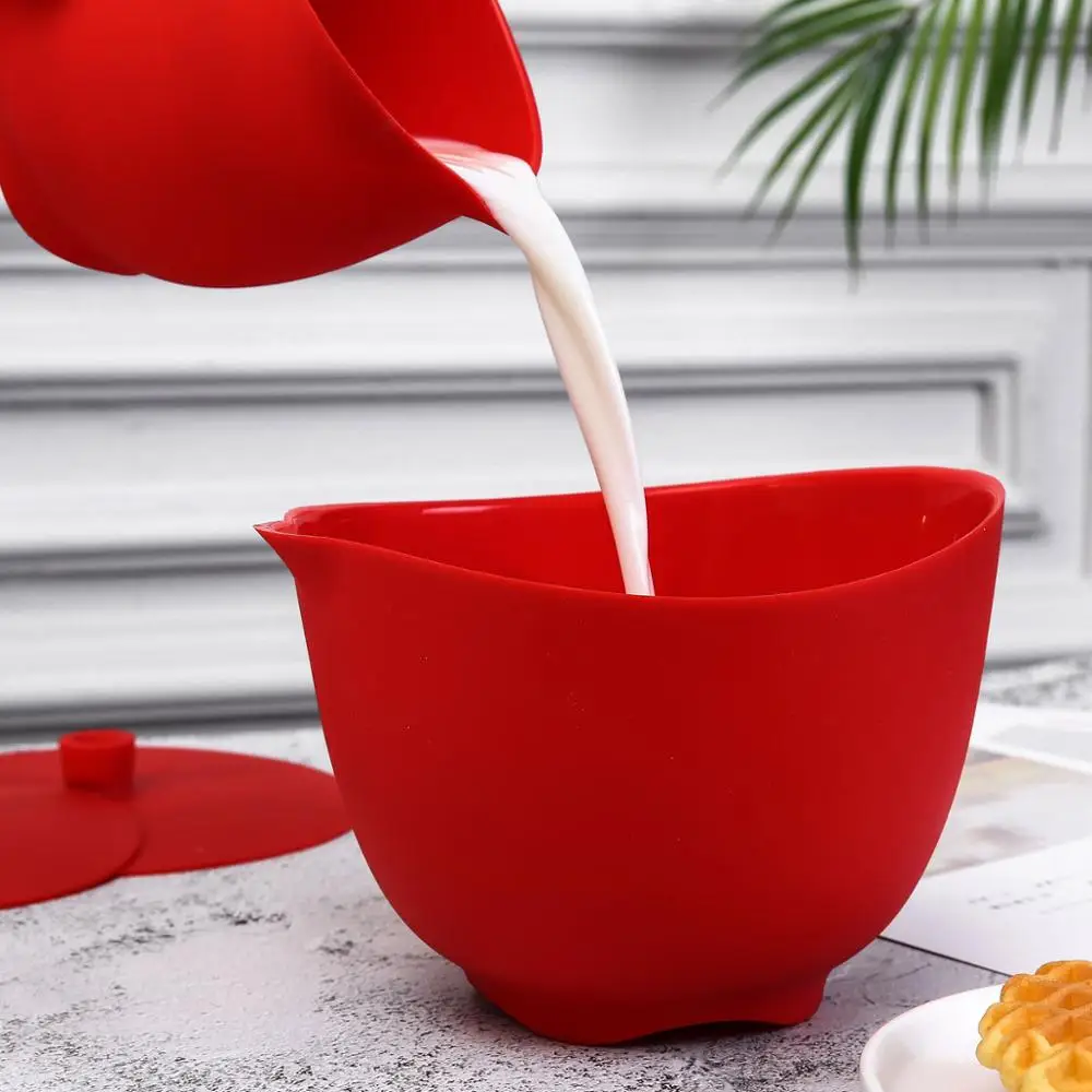 Silicone Basics FlexibleSilicone Mixing Bowls, Set of 3, 1 QT, 1.5 QT, 2  QT, Red